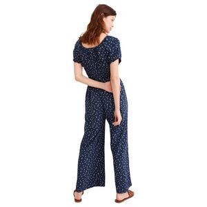 Madewell Womens Sophia Size XS‎ Wide Leg Jumpsuit Navy Blue Ditsy Floral Pockets